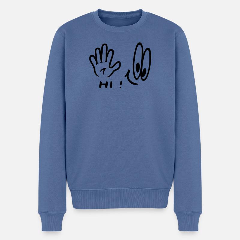 Handzeichen, Hi , Comic - Männer Premium Bio Pullover - Taubenblau