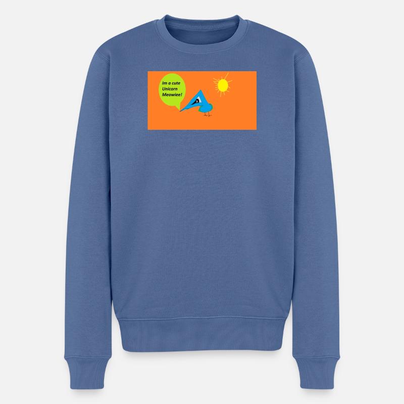 Vogel mit Einhorn-Sprechblase - Männer Premium Bio Pullover - Taubenblau