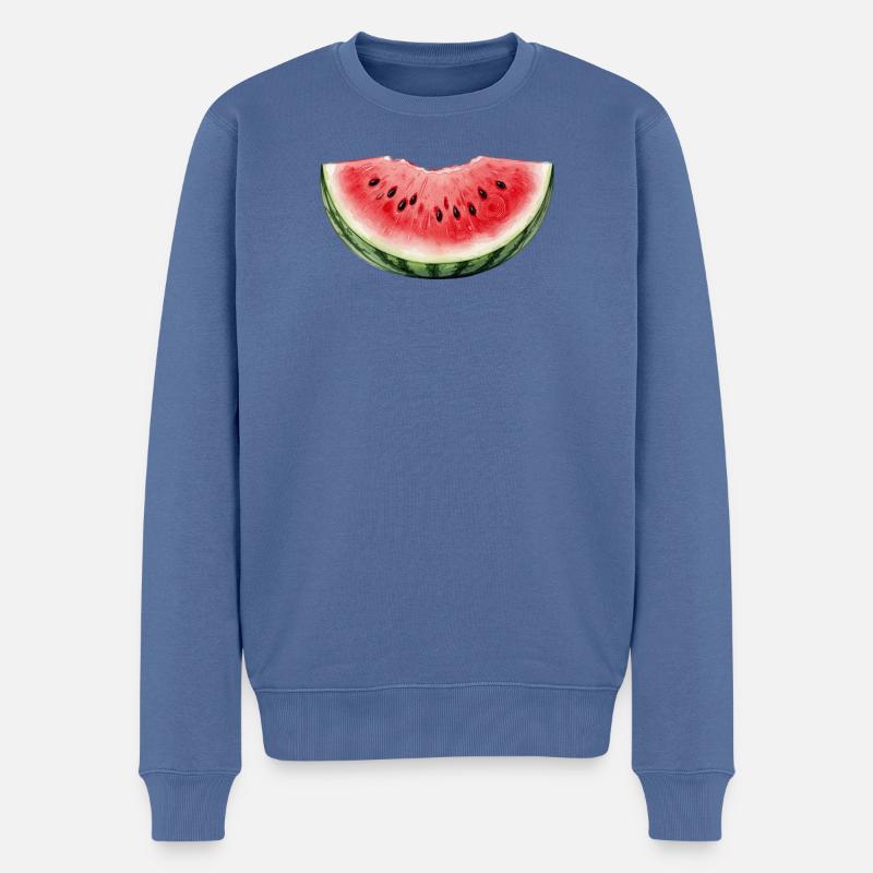 Pastèque Aquarelle - Pull Premium bio Homme - bleu pigeon