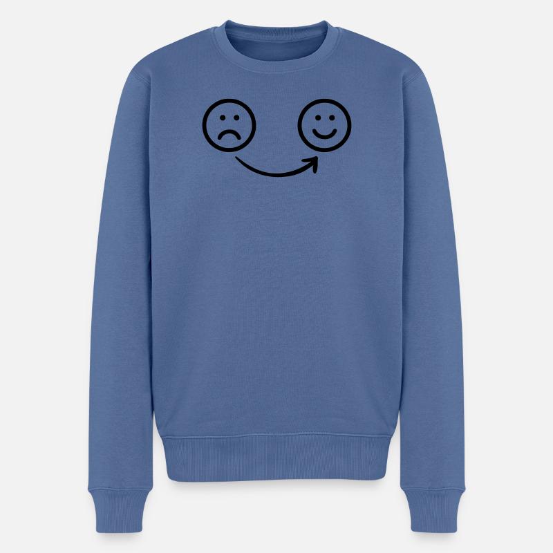 Von trauriger bis fröhlicher Transparenz - Männer Premium Bio Pullover - Taubenblau