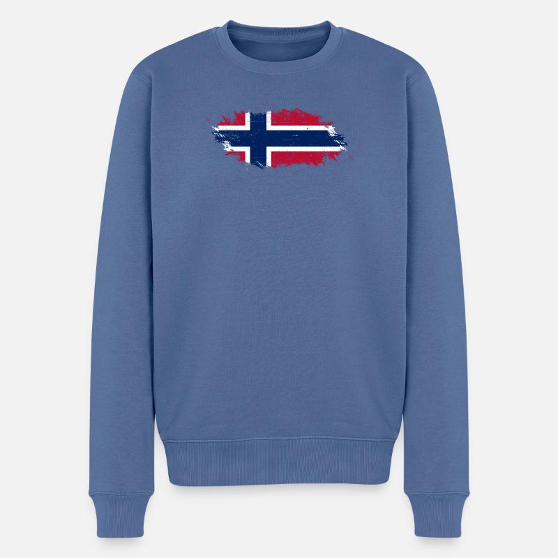 Pinselstrich Norwegische Flagge - Männer Premium Bio Pullover - Taubenblau