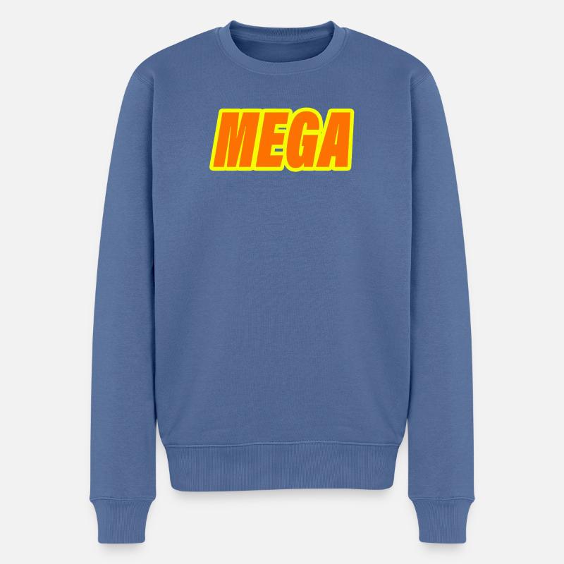 MEGA - Männer Premium Bio Pullover - Taubenblau