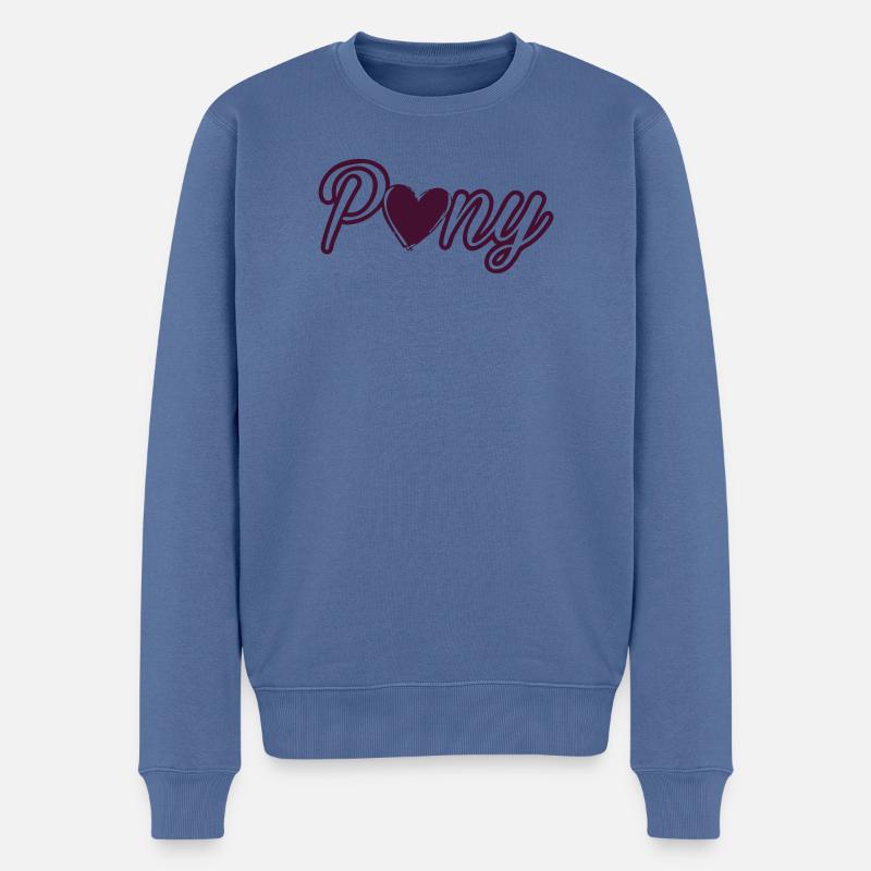 Pony - Männer Premium Bio Pullover - Taubenblau