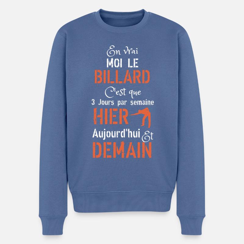 Billard - Pull Premium bio Homme - bleu pigeon