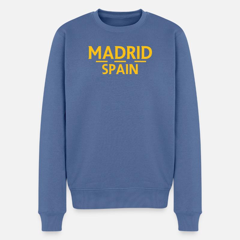 Madrid – Spanien - Männer Premium Bio Pullover - Taubenblau