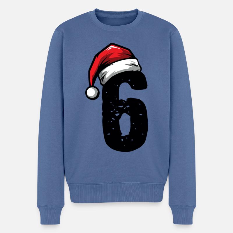 6 Zahl Weihnachten - Männer Premium Bio Pullover - Taubenblau