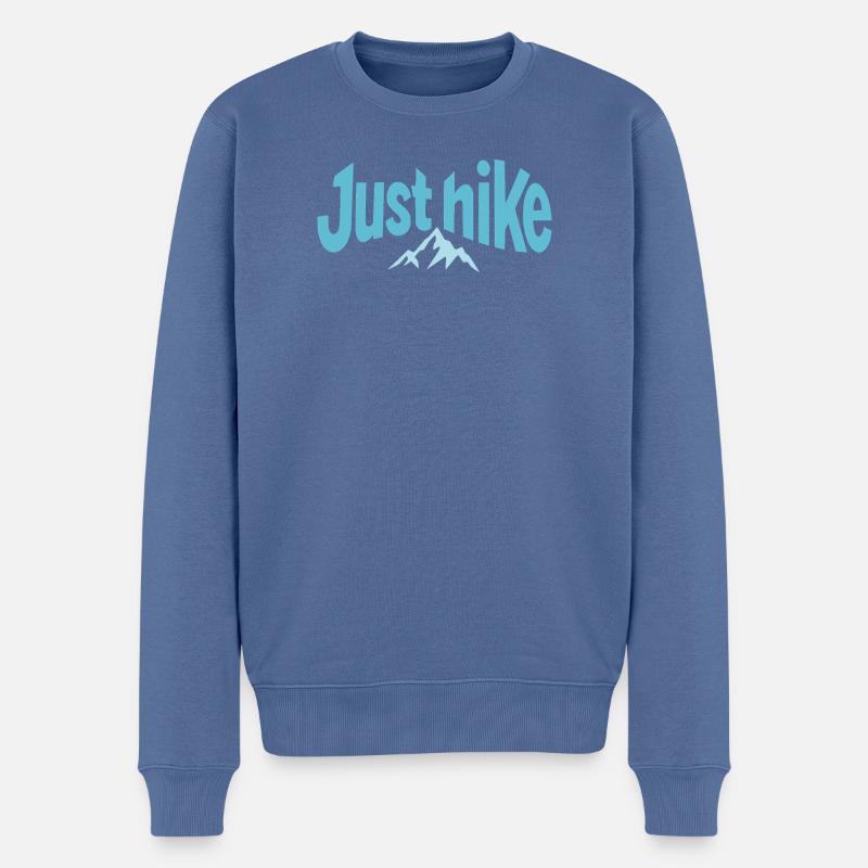 Just Hike Design mit Berg - Männer Premium Bio Pullover - Taubenblau