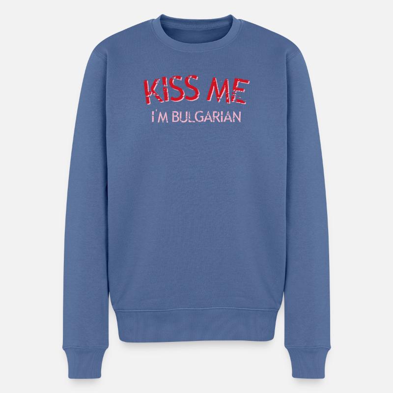 Embrasse-moi, je suis bulgare - Pull Premium bio Homme - bleu pigeon