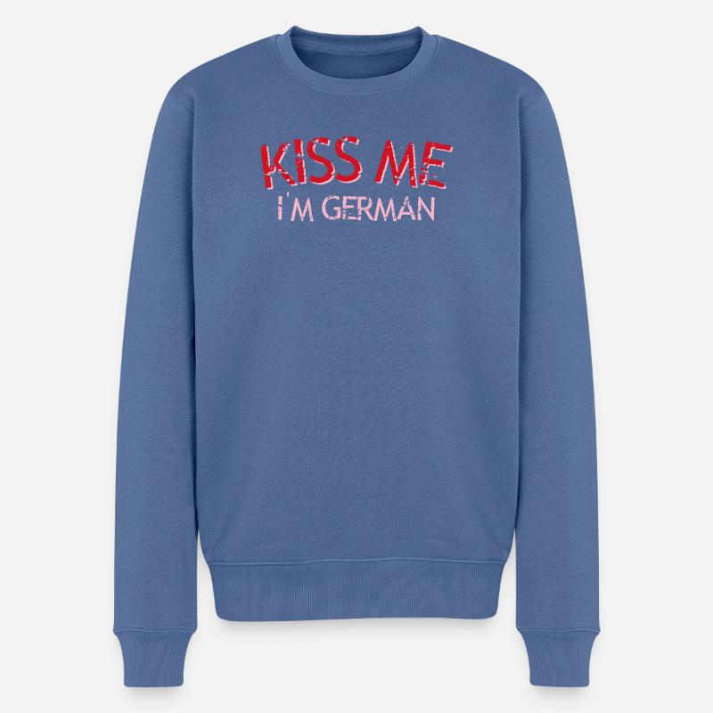 Embrasse-moi je suis allemand - Pull Premium bio Homme - bleu pigeon