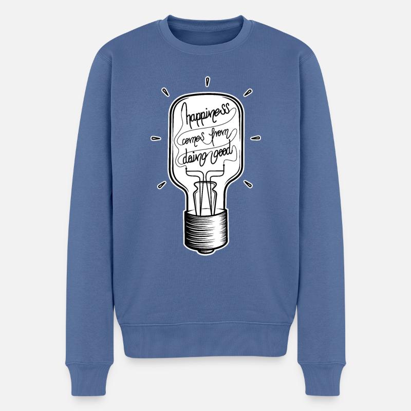 Happiness Glühbirne strahlt Glück und Freude aus - Männer Premium Bio Pullover - Taubenblau