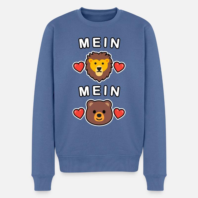 Mein Löwe, Mein Bär 🦁🐻❤️ - Männer Premium Bio Pullover - Taubenblau
