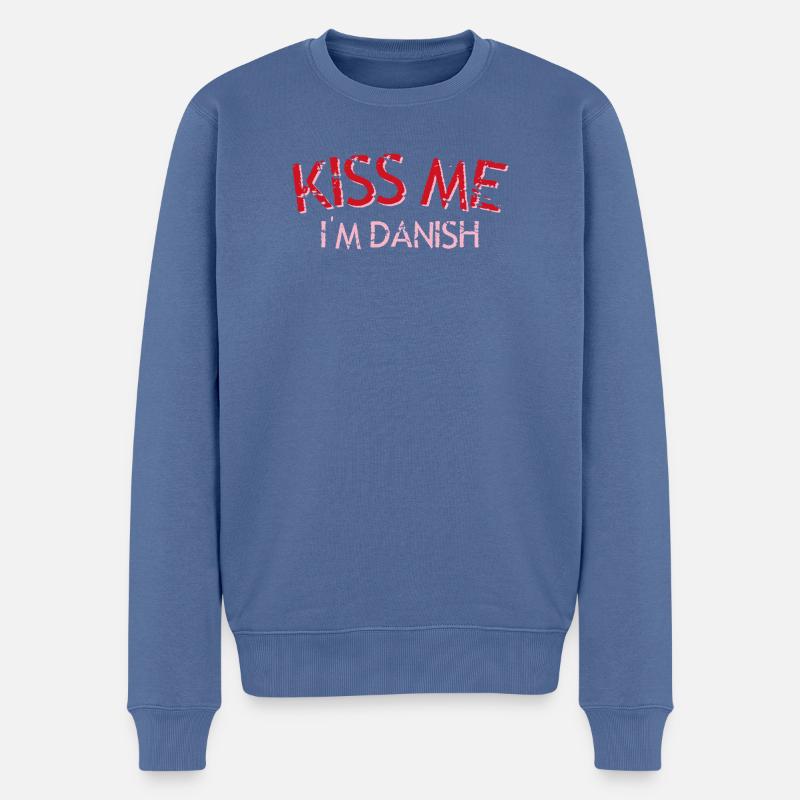 Küss mich, ich bin Engländer - Männer Premium Bio Pullover - Taubenblau
