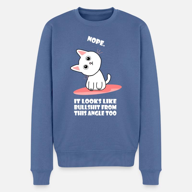Katze aus einem anderen Blickwinkel - Bullshit - Männer Premium Bio Pullover - Taubenblau