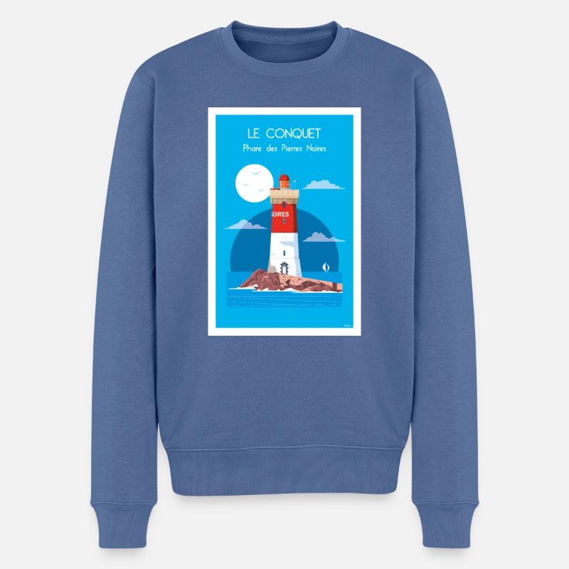 LEUCHTTURM DER SCHWARZEN STEINE - Männer Premium Bio Pullover - Taubenblau