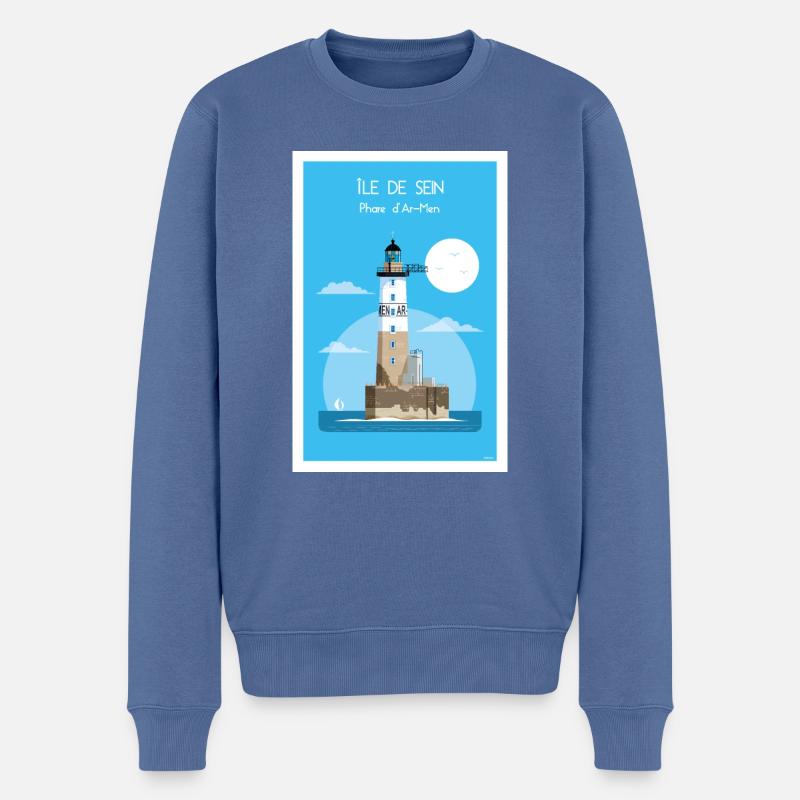 PHARE D AR-MEN - Pull Premium bio Homme - bleu pigeon