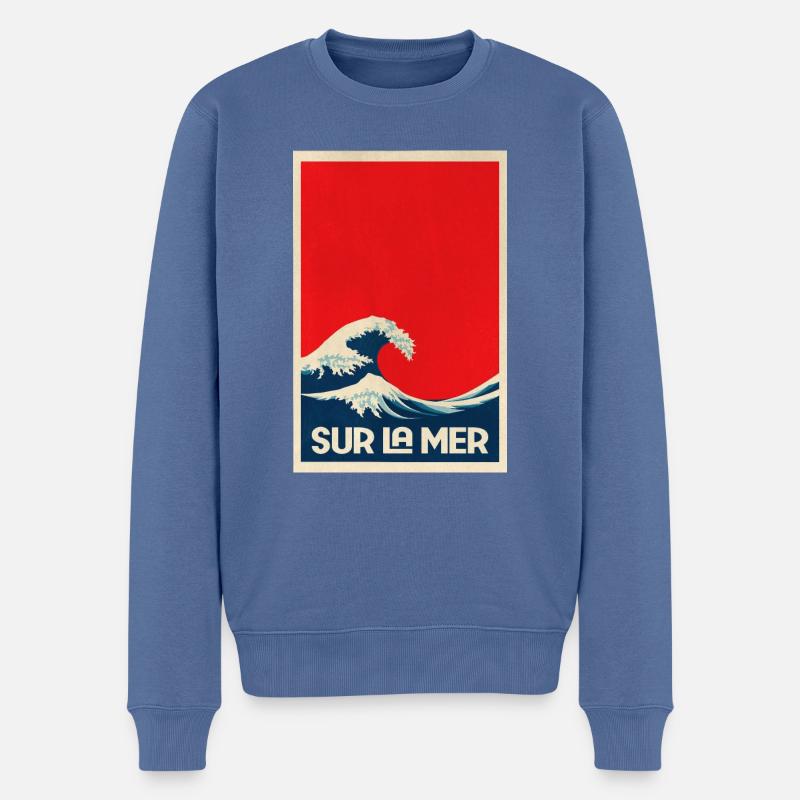 Sur La Mer Wave - Pull Premium bio Homme - bleu pigeon