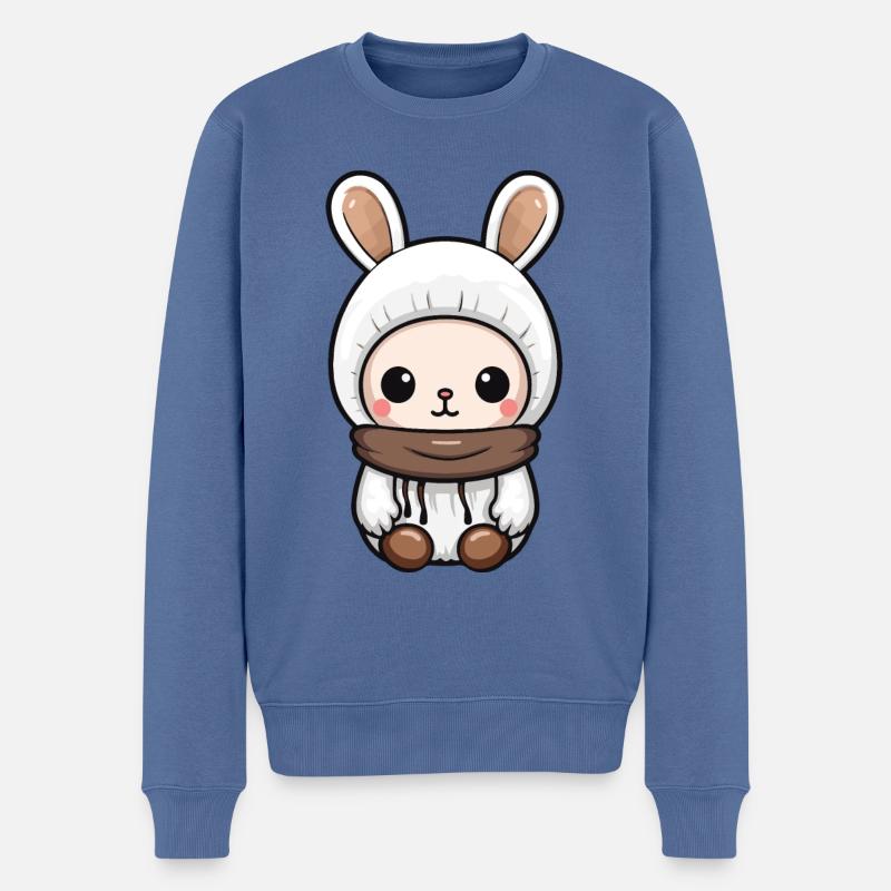 Bande dessinée d’hiver lapin - Pull Premium bio Homme - bleu pigeon