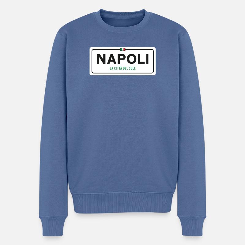 Ortsschild Napoli - Männer Premium Bio Pullover - Taubenblau