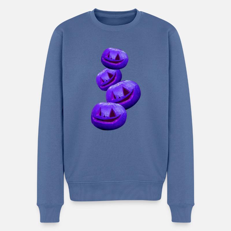 Halloween,Citrouille,Fantôme,Citrouille rose,Violet - Pull Premium bio Homme - bleu pigeon