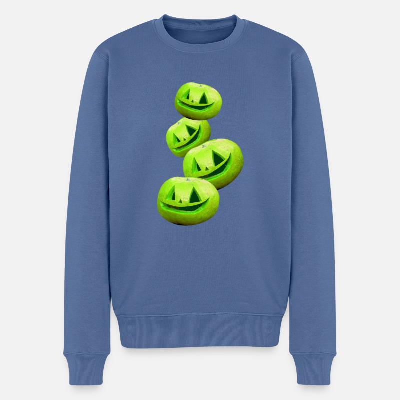 halloween,kürbis,geist,pinker kürbis,neon,grün - Männer Premium Bio Pullover - Taubenblau