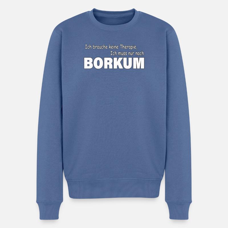 Therapie BORKUM - Männer Premium Bio Pullover - Taubenblau