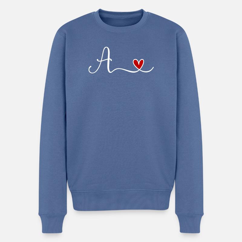 A - Männer Premium Bio Pullover - Taubenblau