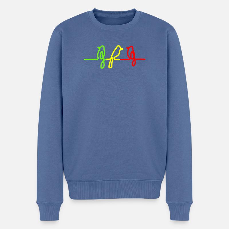 Three little birds Reggae Rasta Jamaica Vogel - Männer Premium Bio Pullover - Taubenblau