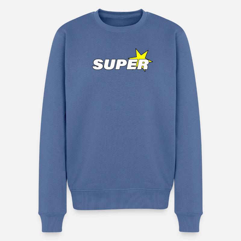 SUPER STAR - Männer Premium Bio Pullover - Taubenblau