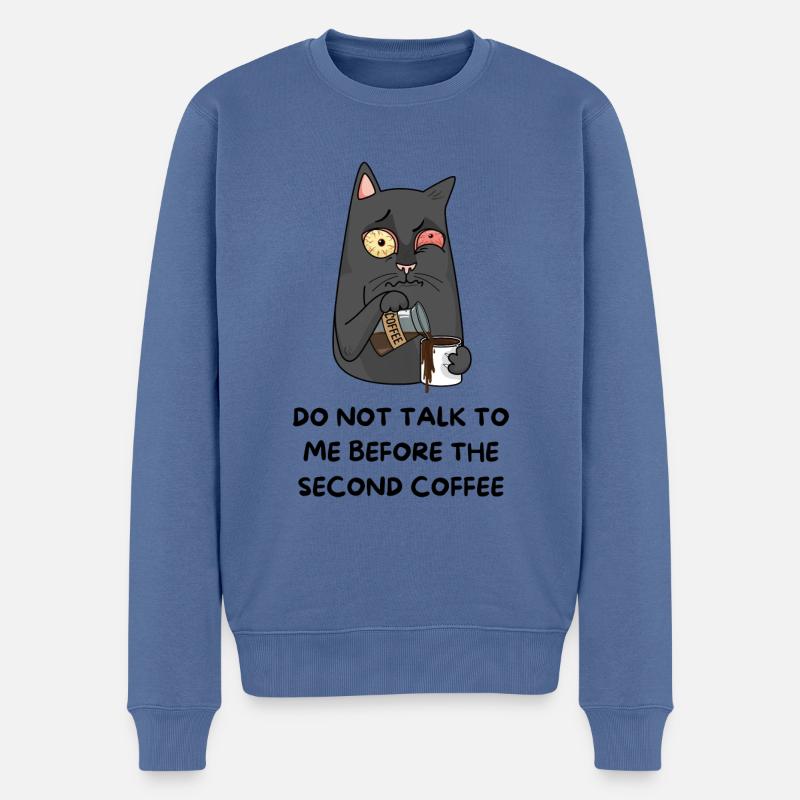 Nicht ansprechen vor dem zweiten Kaffee - Männer Premium Bio Pullover - Taubenblau