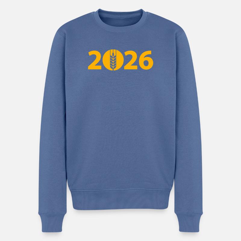 Blé 2026, Récolte 2026, Agriculteur 2026 - Pull Premium bio Homme - bleu pigeon