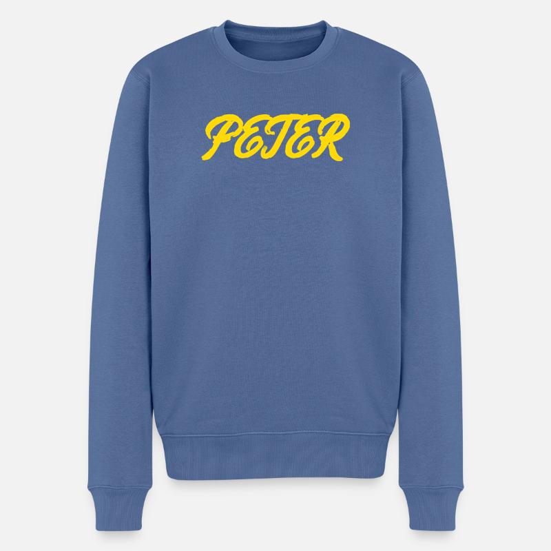 gel er text Peter - Pull Premium bio Homme - bleu pigeon