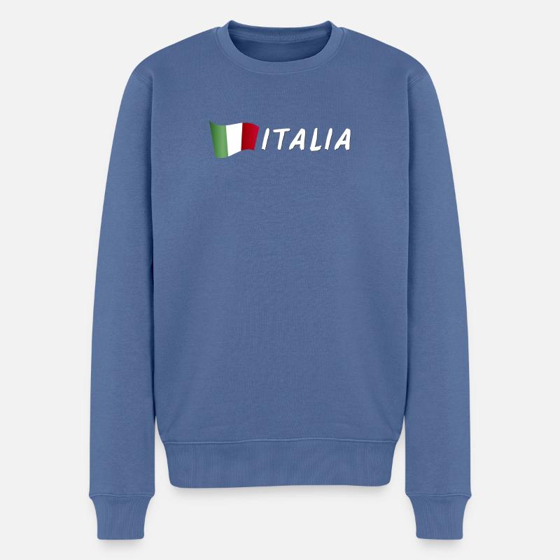 Lettrage ITALIA avec drapeau - Pull Premium bio Homme - bleu pigeon