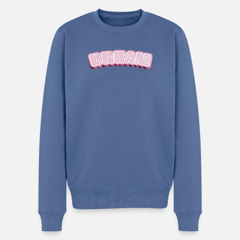 Typographie 3D de rêve - Conception de mots 3D en blanc et rose - Pull Premium bio Homme - bleu pigeon