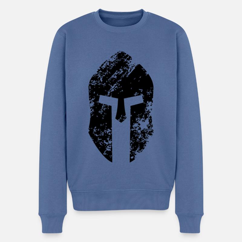 Spartanische Helm - Männer Premium Bio Pullover - Taubenblau