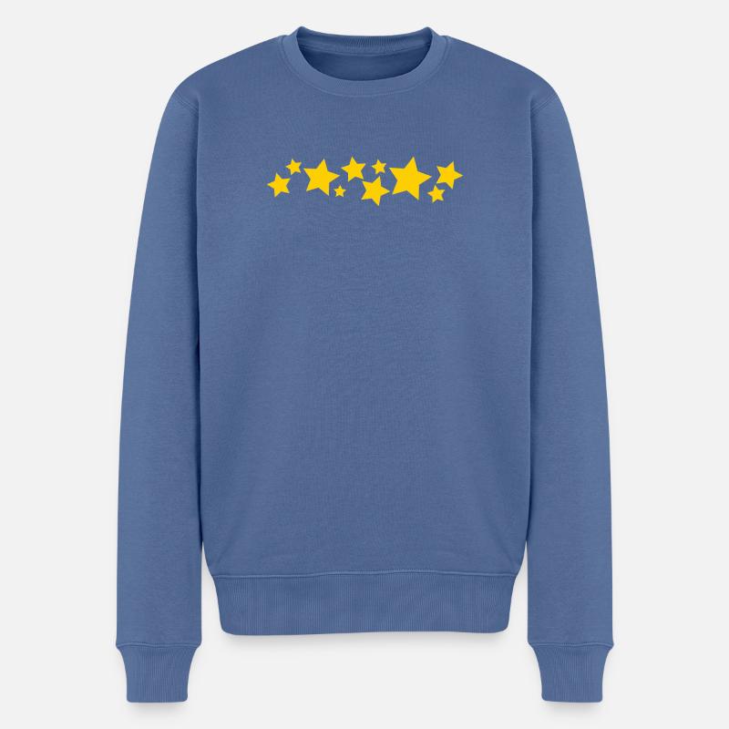 Gerade niedliche Sternengrenze - Männer Premium Bio Pullover - Taubenblau