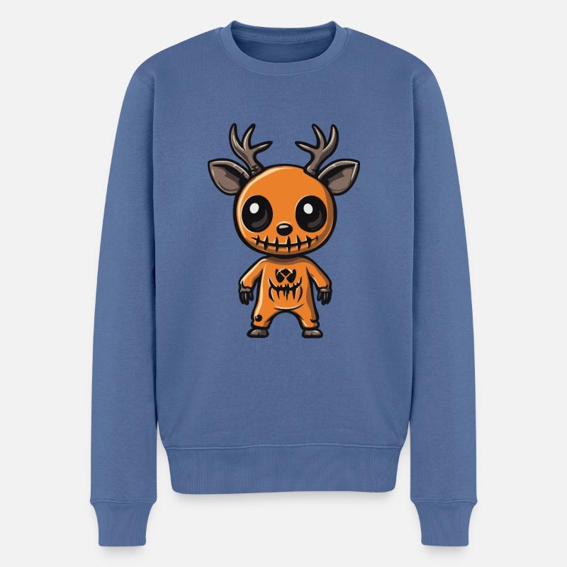 Cerf Halloween Drôle Zombie - Pull Premium bio Homme - bleu pigeon