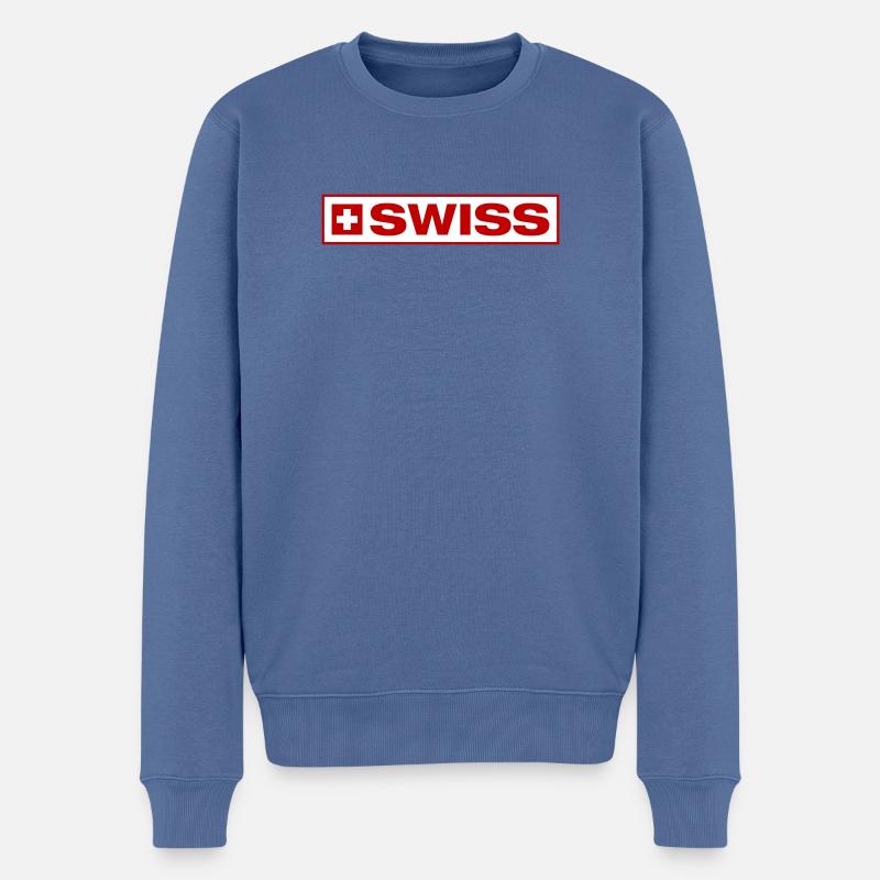 Swiss Fahne Schweiz - Männer Premium Bio Pullover - Taubenblau
