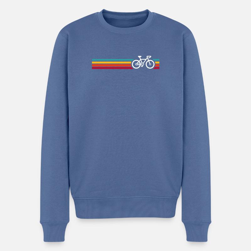 Regenbogen gestreiftes Fahrrad - Männer Premium Bio Pullover - Taubenblau