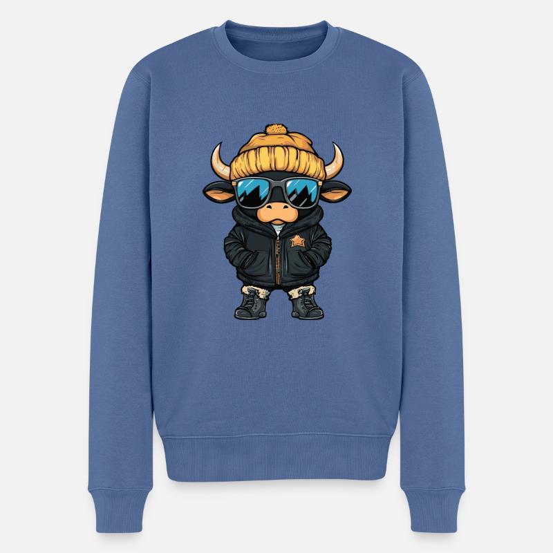 Stier Winter - Männer Premium Bio Pullover - Taubenblau