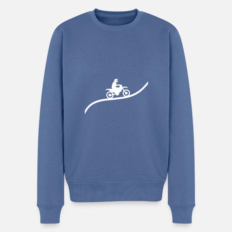 Moto motocross - Pull Premium bio Homme - bleu pigeon