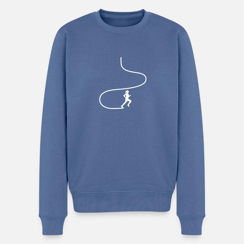 Joggerin Läuferin - Männer Premium Bio Pullover - Taubenblau