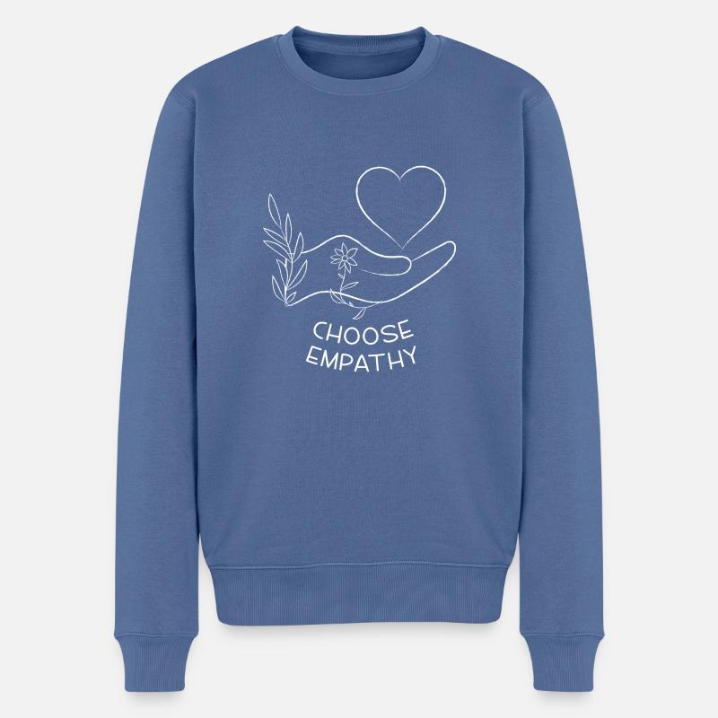 Wählen Sie Empathie-| Line Art Design - Männer Premium Bio Pullover - Taubenblau