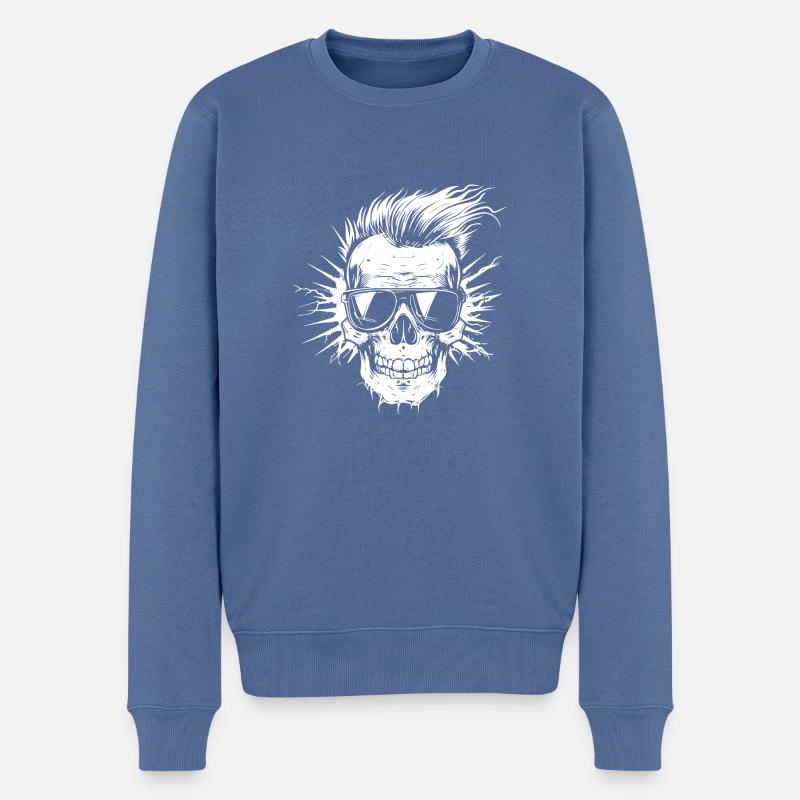skull style sonnenbrille - Männer Premium Bio Pullover - Taubenblau
