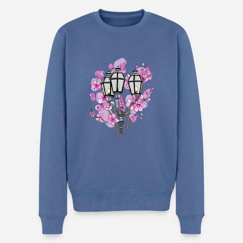 Cherry Blossom Lantern - Männer Premium Bio Pullover - Taubenblau