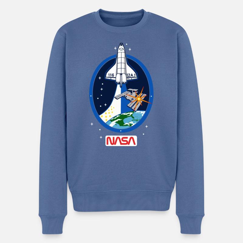 NASA Discovery Space Shuttle - Männer Premium Bio Pullover - Taubenblau
