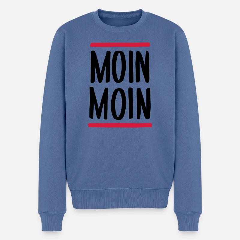 Moin Moin - Männer Premium Bio Pullover - Taubenblau