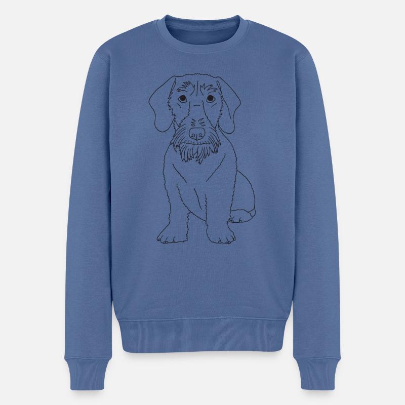Rauhaardackel - Männer Premium Bio Pullover - Taubenblau
