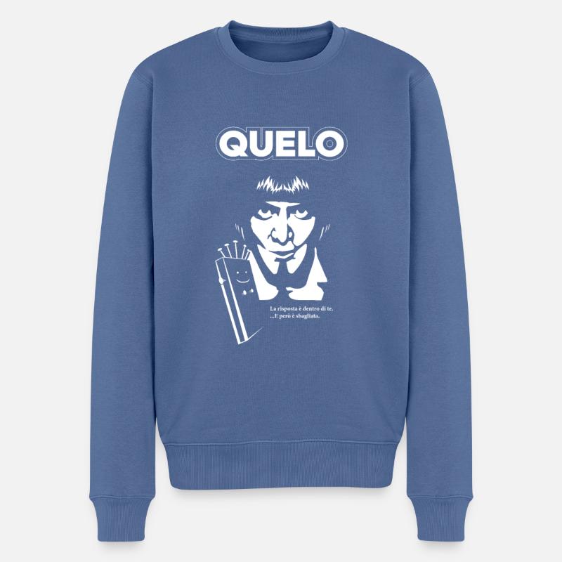QUELO - Guzzanti - Pull Premium bio Homme - bleu pigeon