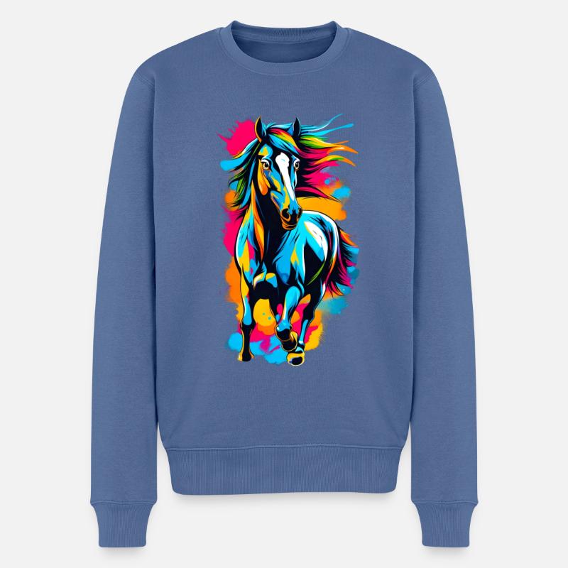 Cheval - Pull Premium bio Homme - bleu pigeon