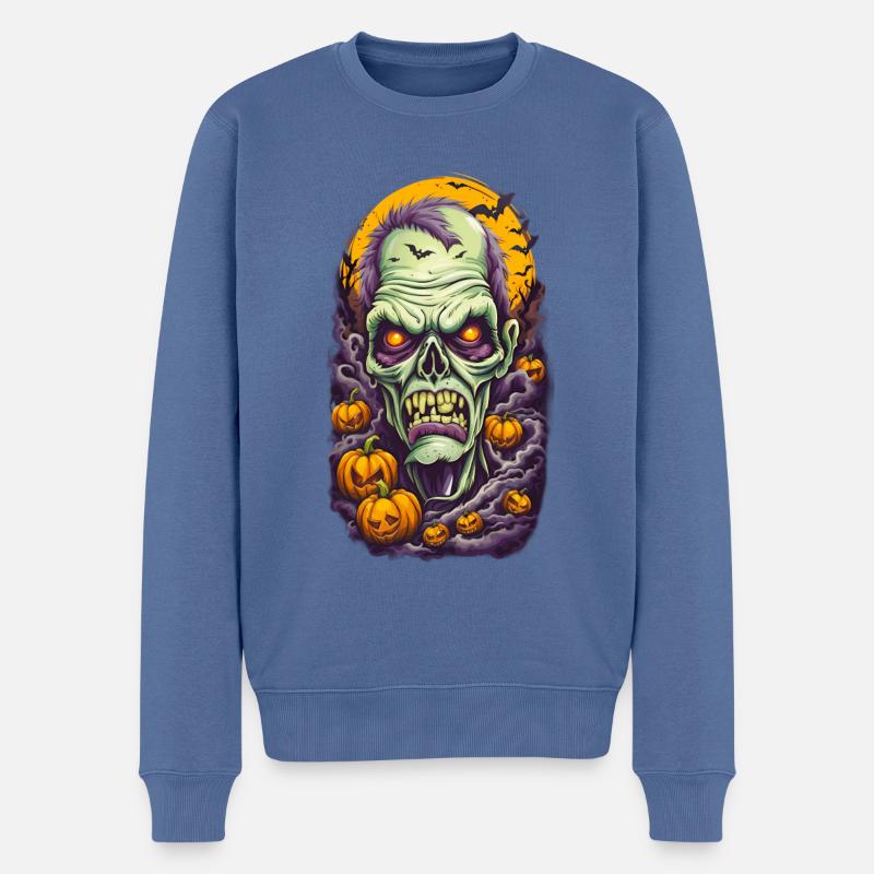 Halloween Zombie - Männer Premium Bio Pullover - Taubenblau